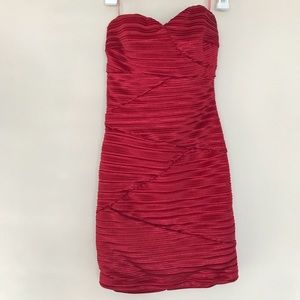 Red strapless glitter party dress